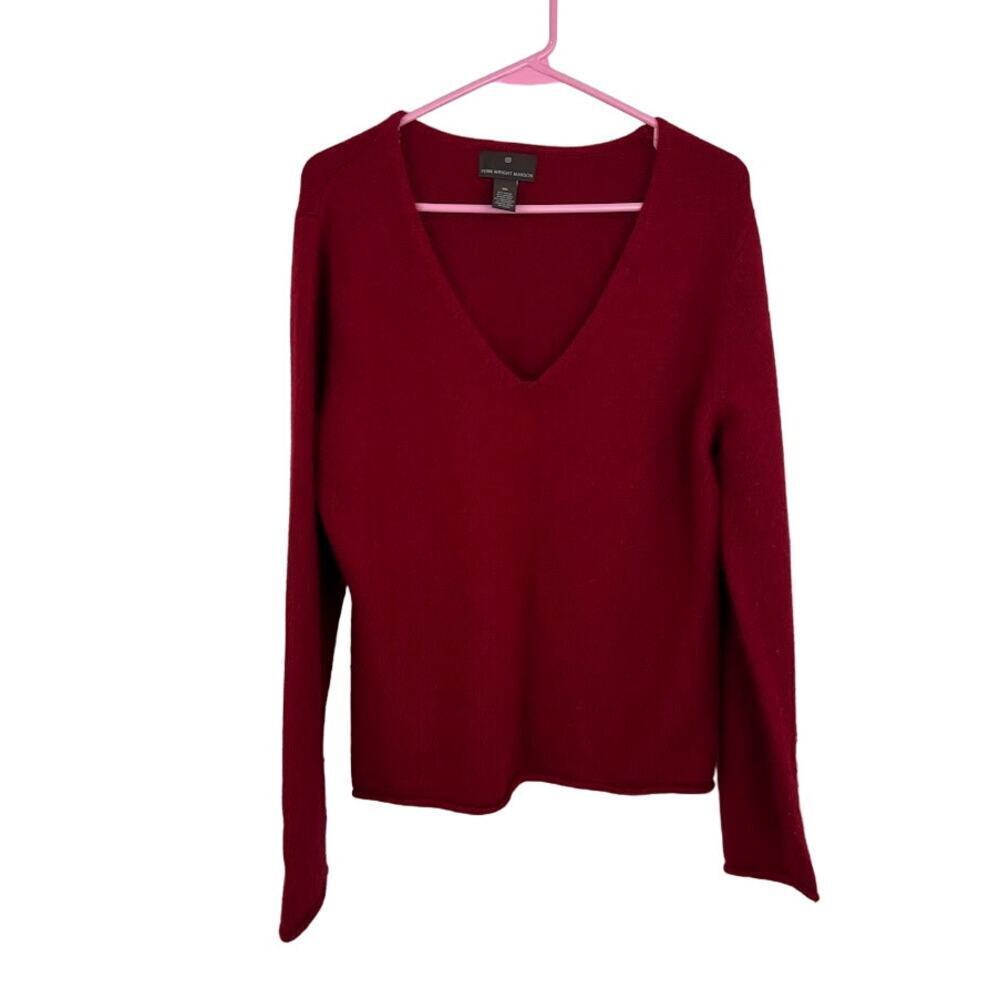 Fenn Wright manson red vneck Angora / wool blend pull over sweater womens xl
